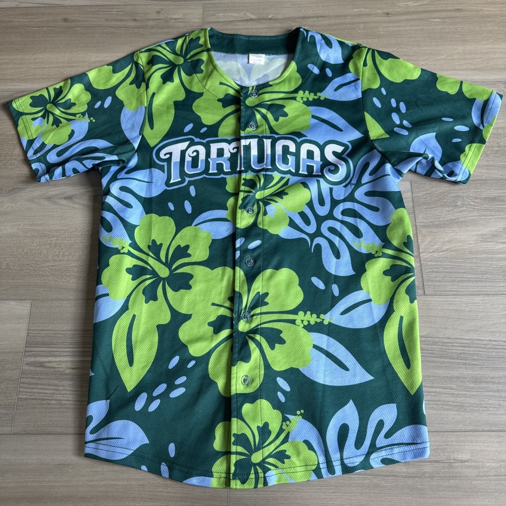 Daytona Tortugas Jersey Hawaiian SM Hibiscus Flowers Baseball Staff Jersey #9